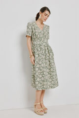 Milano Vestido escote en pico Kaki Claro