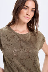 Fifty Outlet Playera con parte delantera de jacquard bimaterial Kaki Oscuro