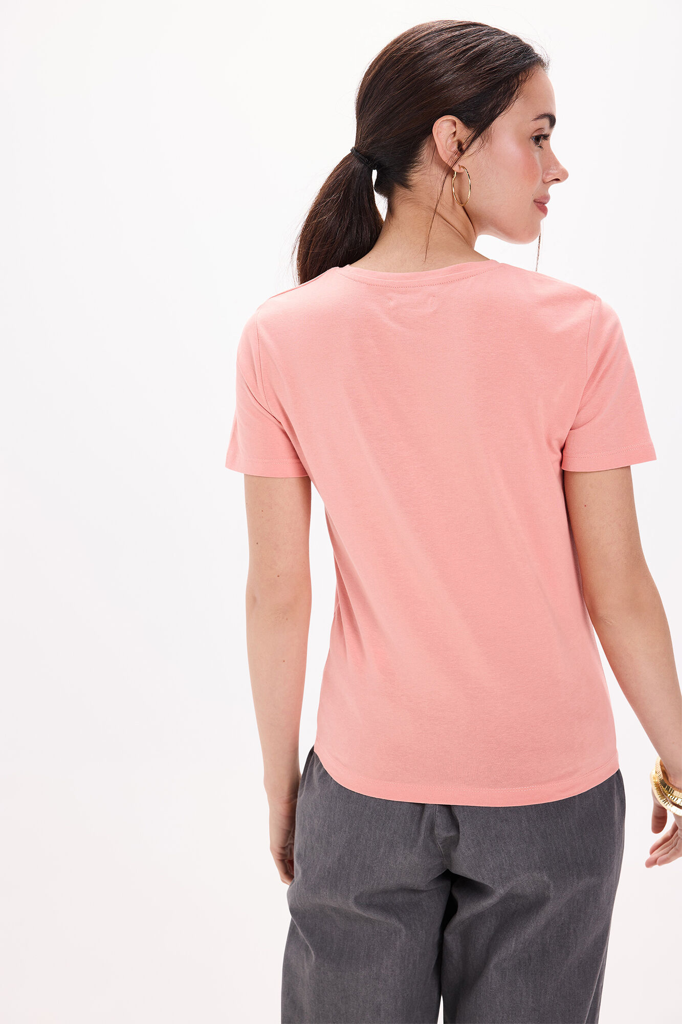 Milano Playera el&aacute;stica de manga corta de soft touch Rosa