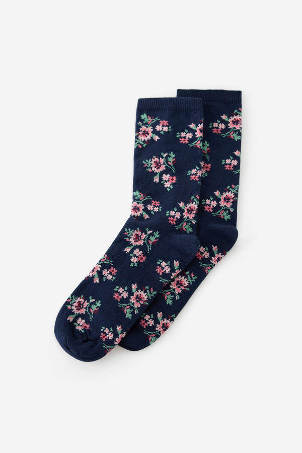 Milano Calcetines flores de media caña Azul