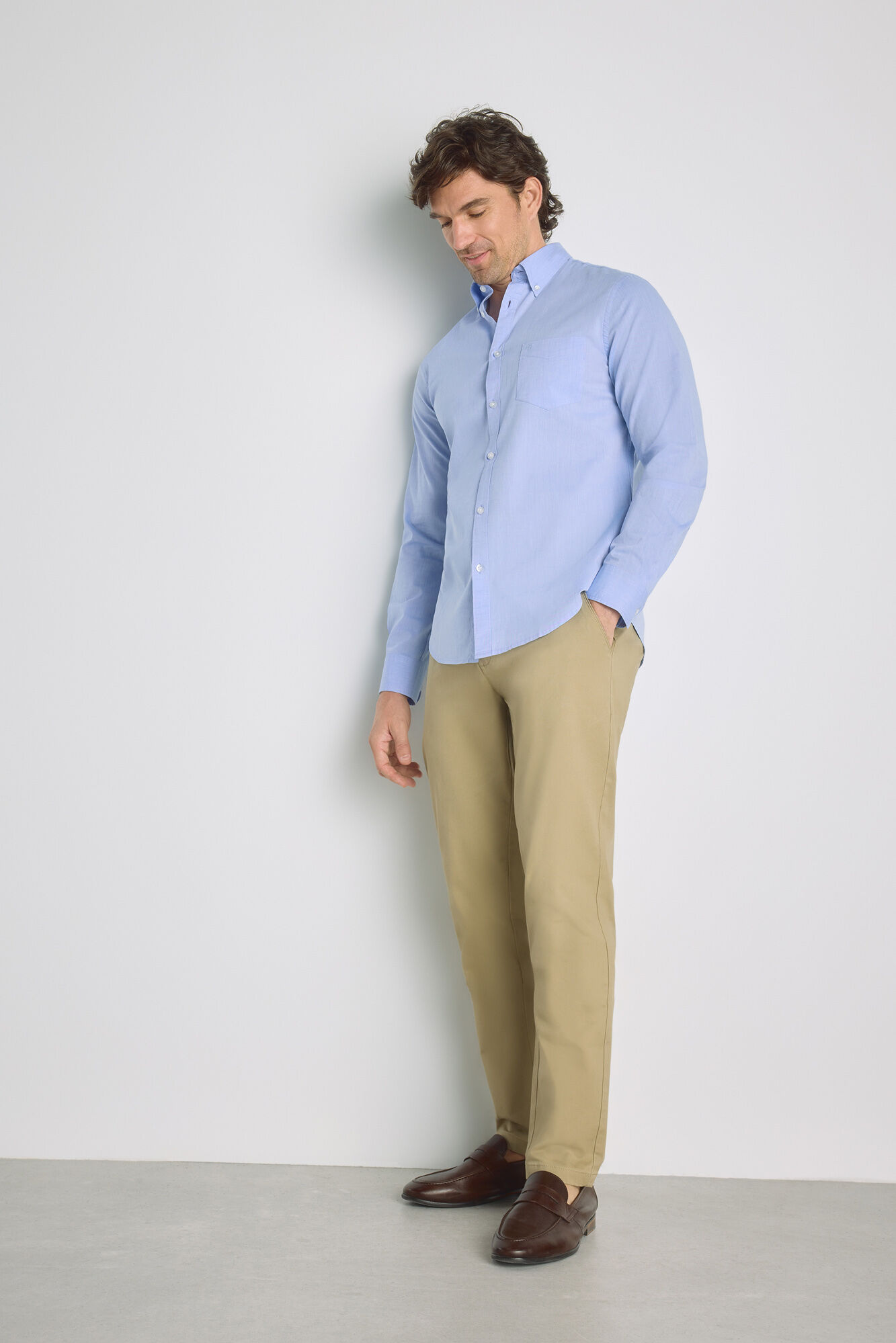Milano Camisa lisa de manga larga Azul