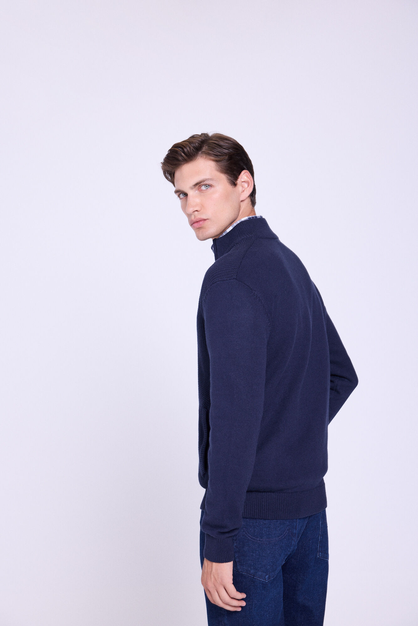 Milano C&aacute;rdigan con cierre de cremallera Navy