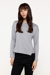 Fifty Outlet Jersey manga larga de canalé Gris