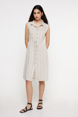 Fifty Outlet Vestido camisero rayas. Beige