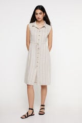 Fifty Outlet Vestido camisero rayas. Beige