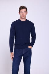 Milano Jersey de cuello redondo estructurado Navy