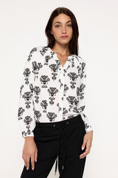 Fifty Outlet Blusa cuello pico natural