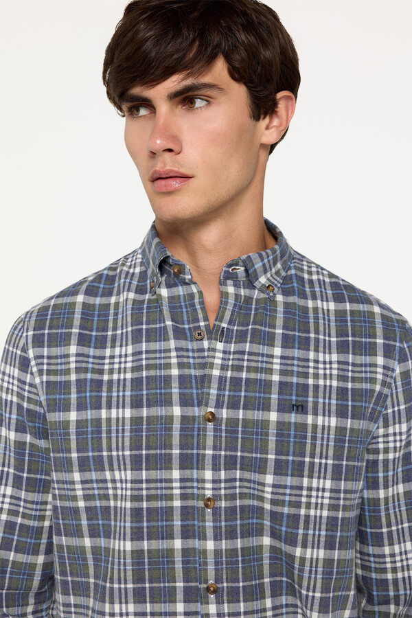 Milano Camisa Twill Cuadros Azul