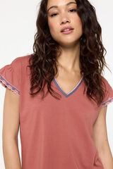 Fifty Outlet Playera cuello pico bordada Naranja