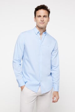 Fifty Outlet Camisa chambray lisa Azul
