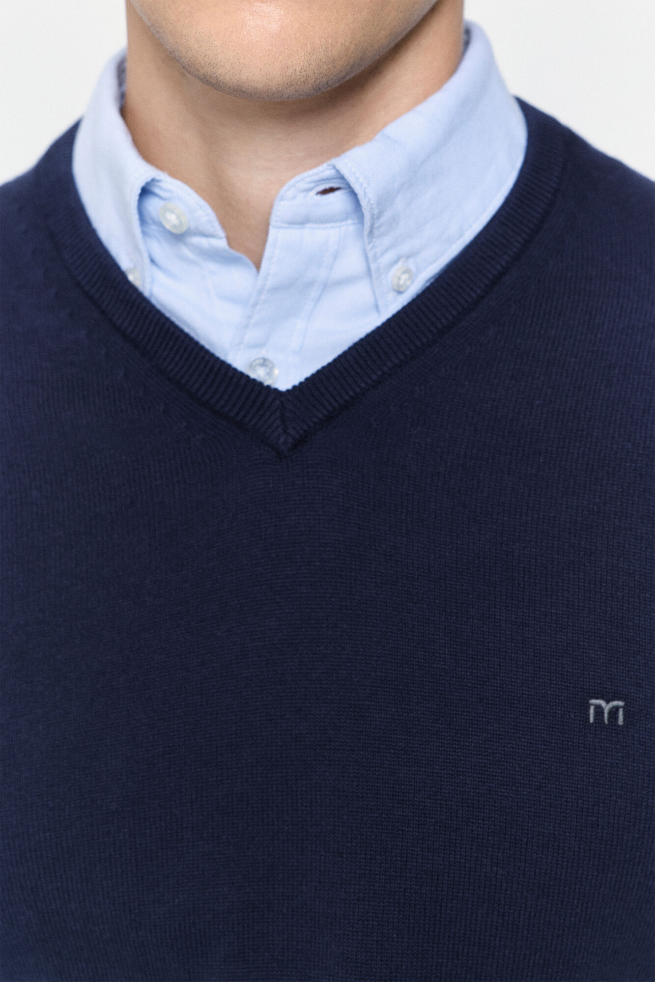 Milano Jersey b&aacute;sico de cuello en PICO Navy