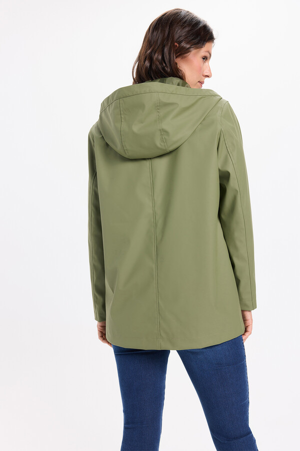 Milano Parka con capucha impermeable de color caqui Kaki Oscuro