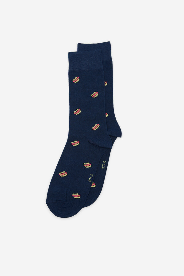 Milano Calcetines media caña print hot dogs Navy