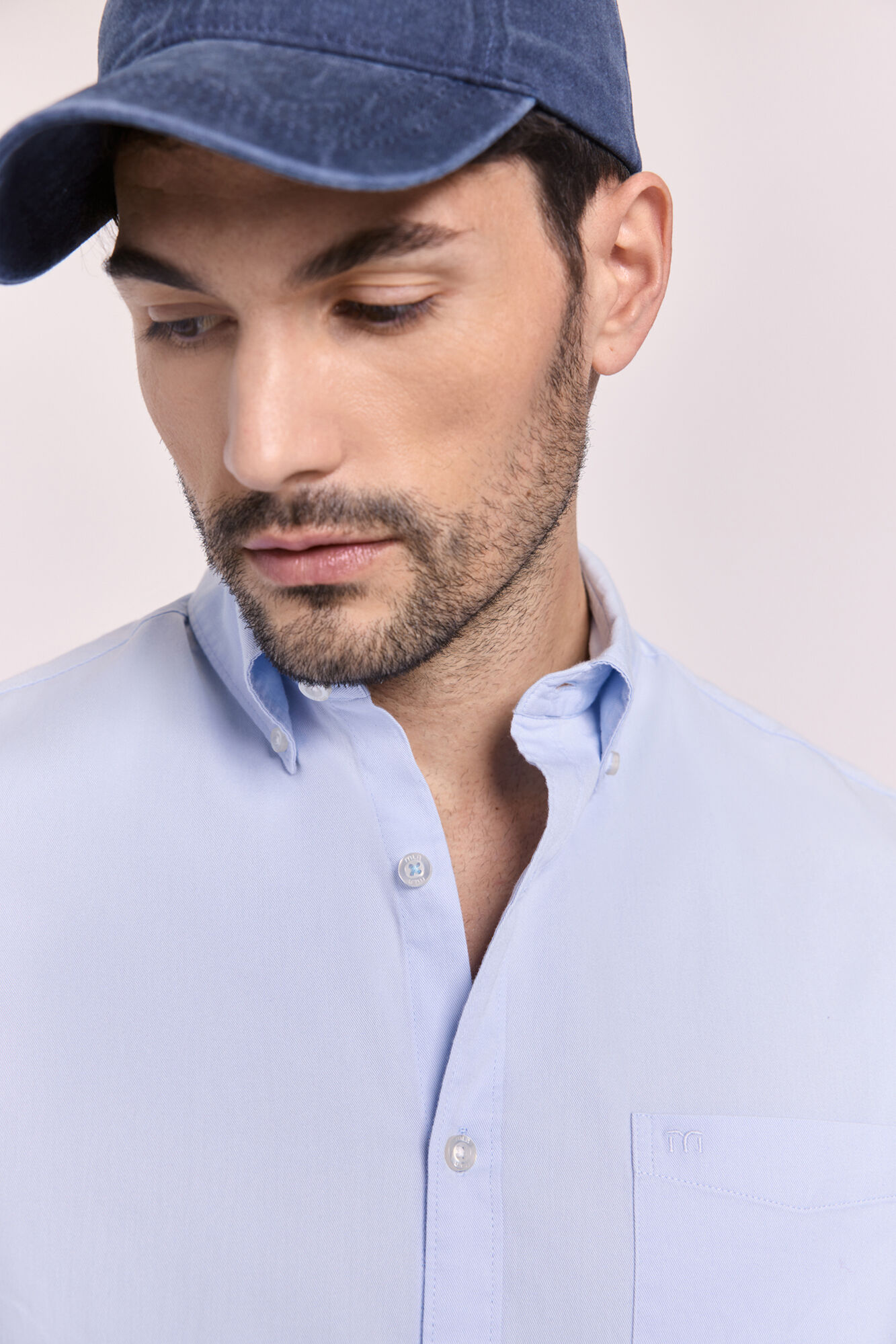Milano Camisa lisa manga larga Azul Claro