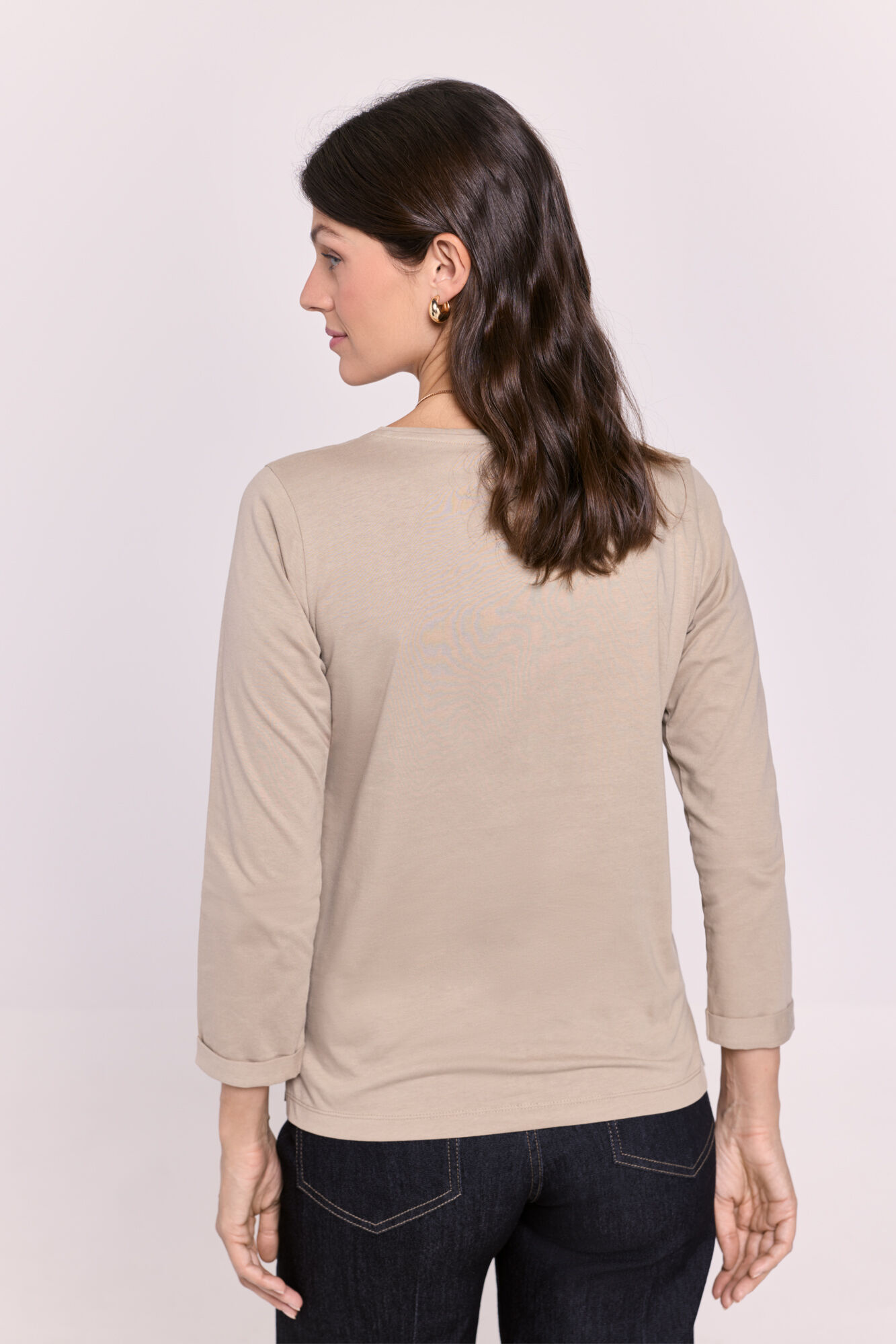 Milano Playera manga francesa estampado en el frente Marfil