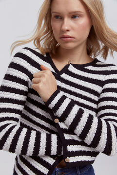 Fifty Outlet Chaqueta punto de rayas bicolor de algodón natural
