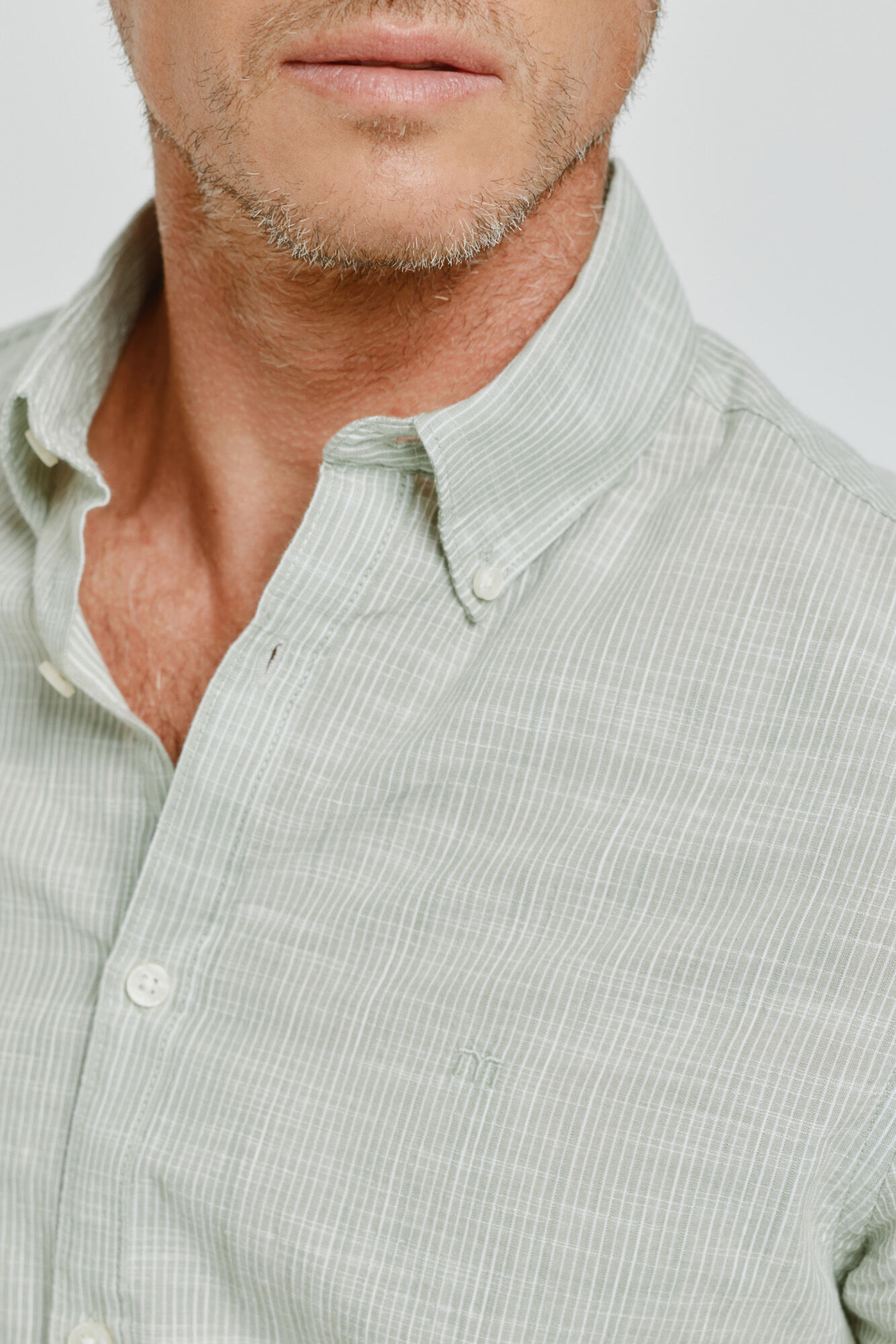 Milano Camisa de rayas manga larga Kaki Claro