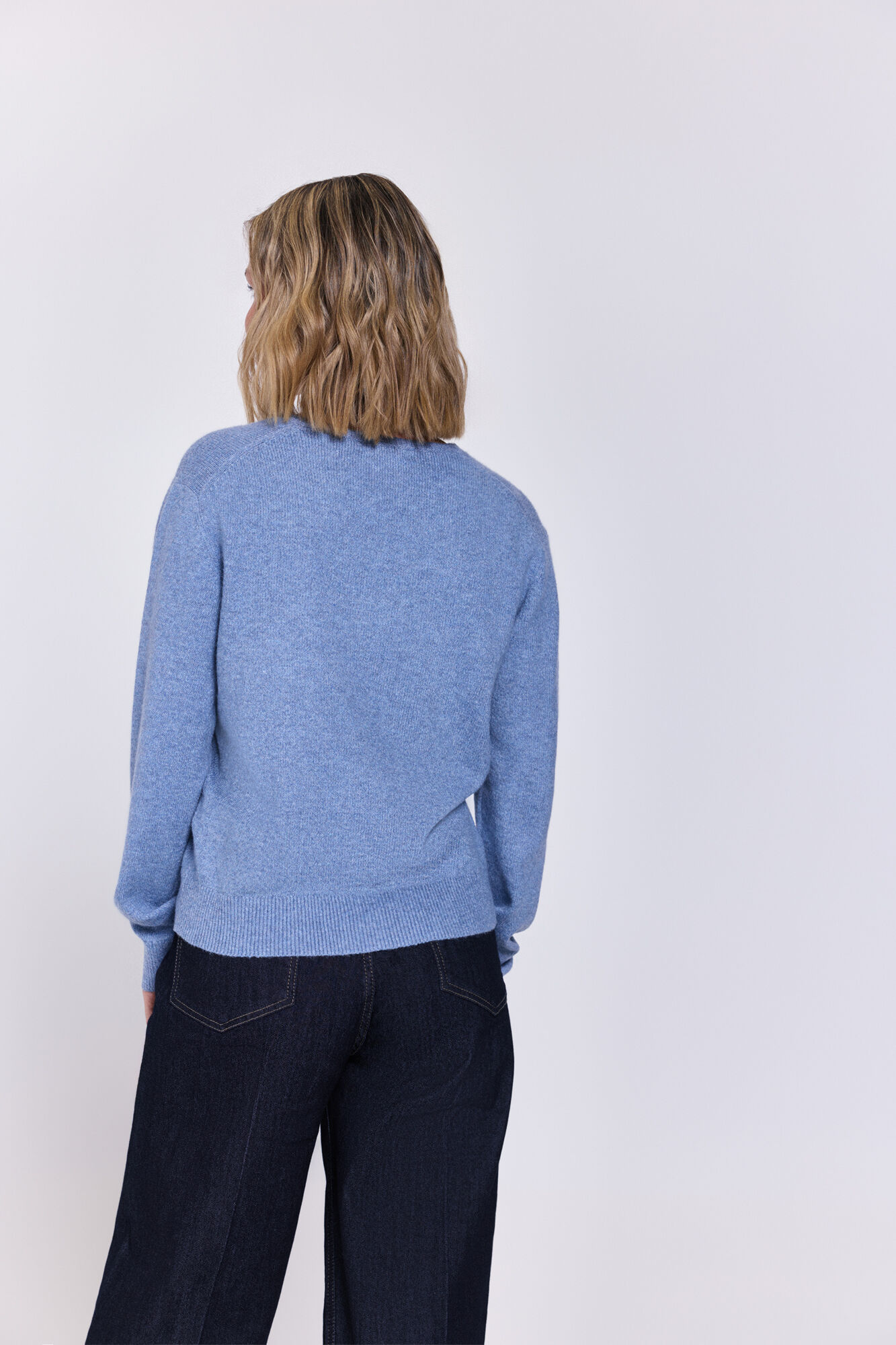 Milano Tejido jersey con cuello en pico Azul