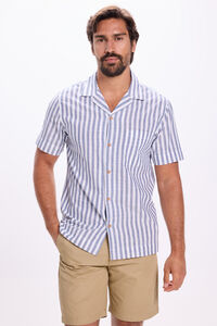 Fifty Outlet Camisa estampada con cuello de solapa Navy