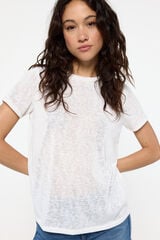 Milano Playera manga corta efecto lino Marfil