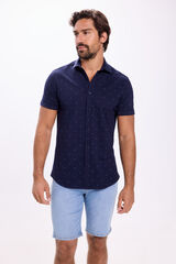 Milano Camisa de piqué estampada Navy