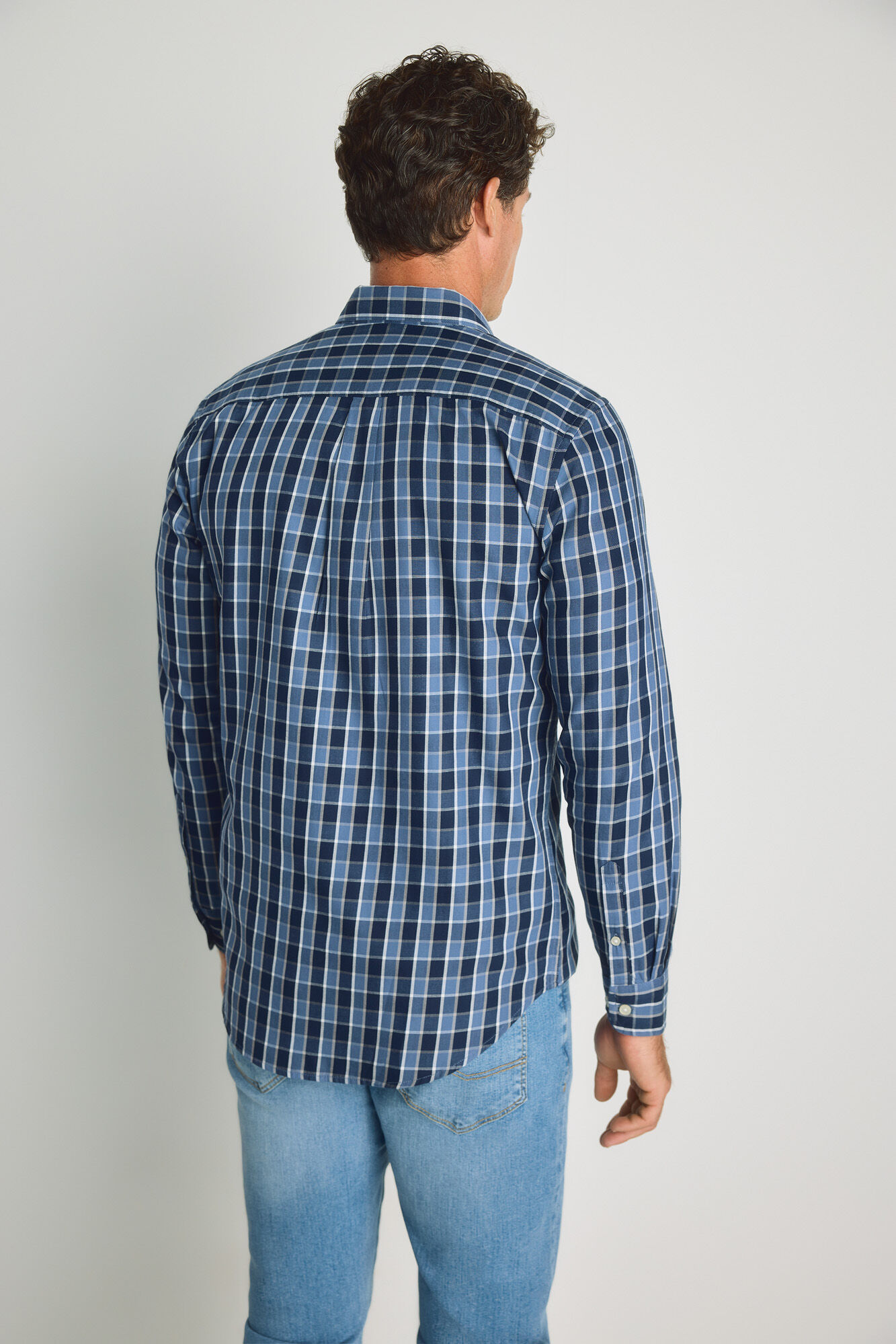 Milano Camisa de cuadros manga larga Azul Claro