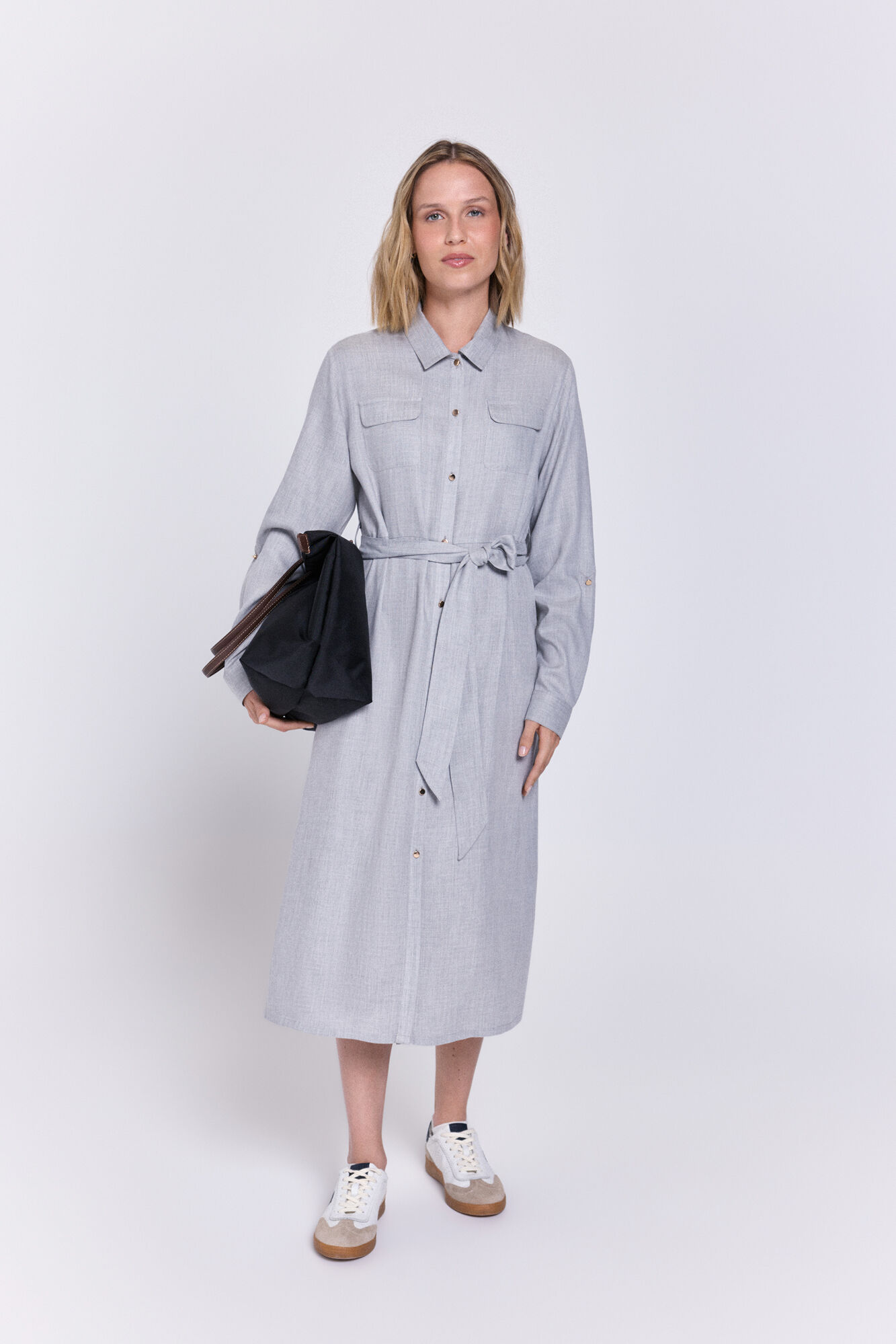 Milano Tejido de camisa midi Gris Oscuro