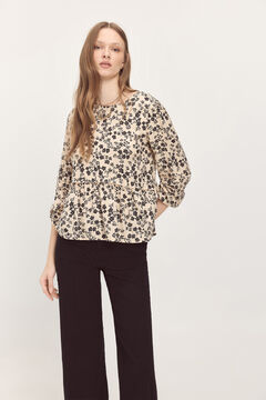 Fifty Outlet Blusa con volante natural