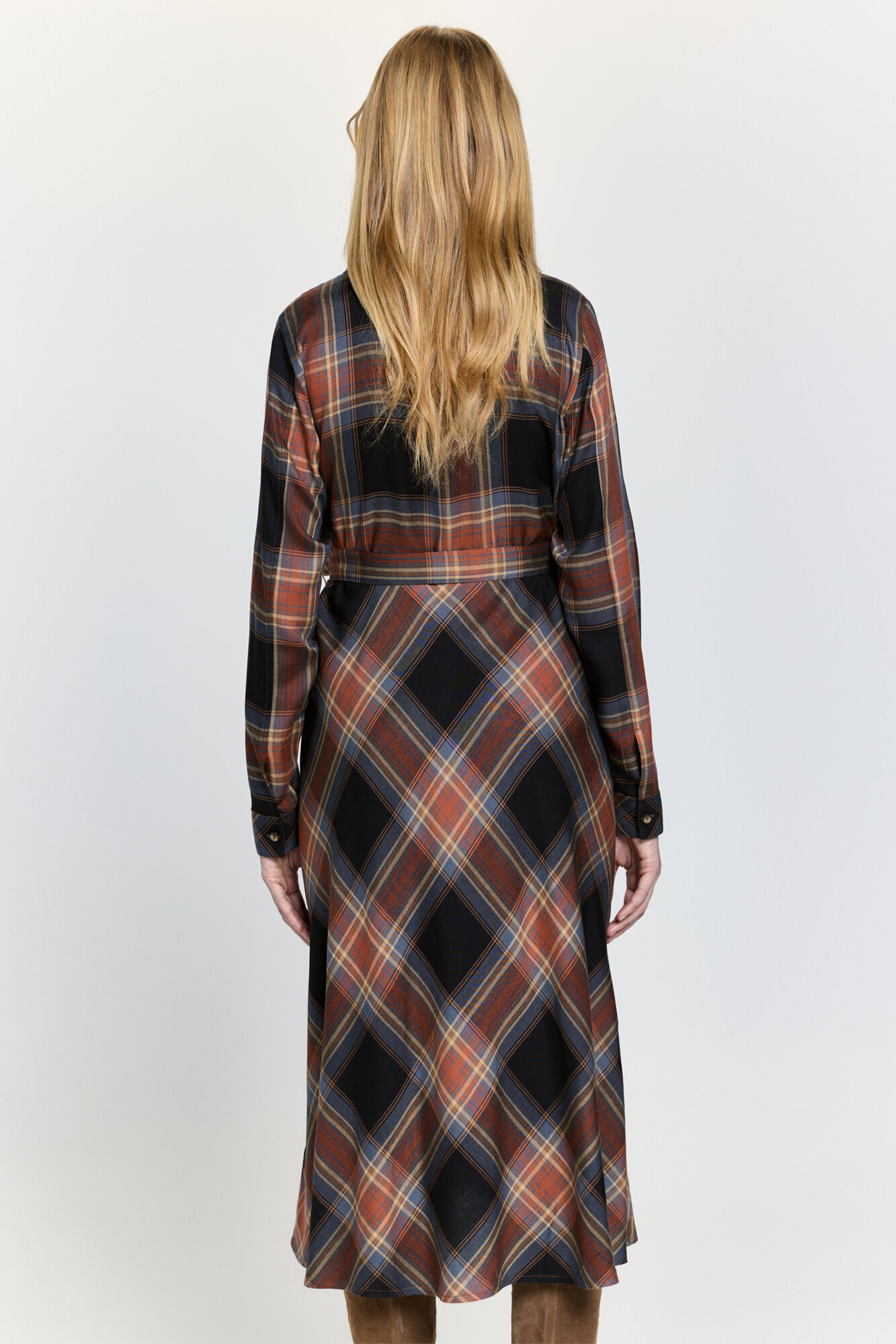 Milano Vestido camisa a cuadros Beige