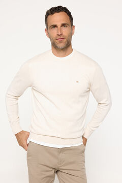 Fifty Outlet Suéter básico cuello redondo ajustado Beige