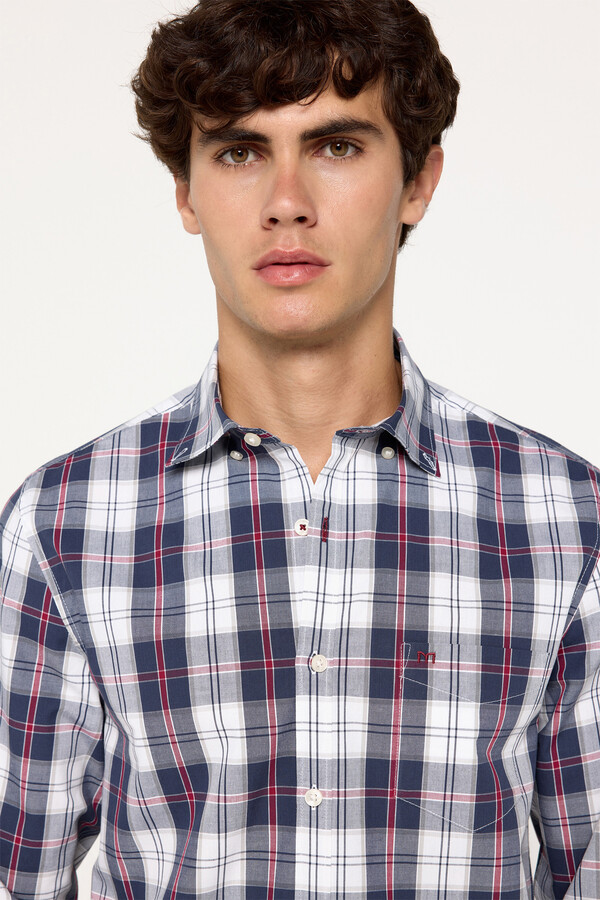 Milano Camisa Popelín Cuadros Azul