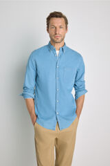 Milano Camisa lisa manga larga Azul Claro