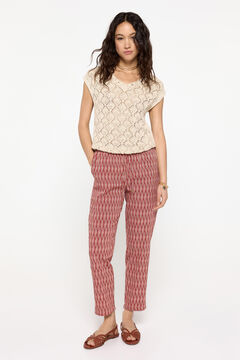Fifty Outlet Chaleco Algodón Calado Cuello Pico Marfil
