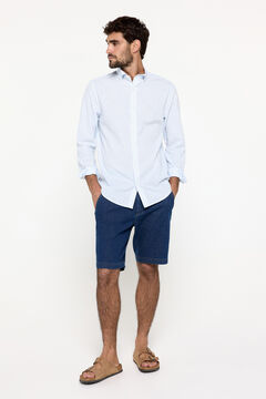 Fifty Outlet Camisa slub rayas Azul