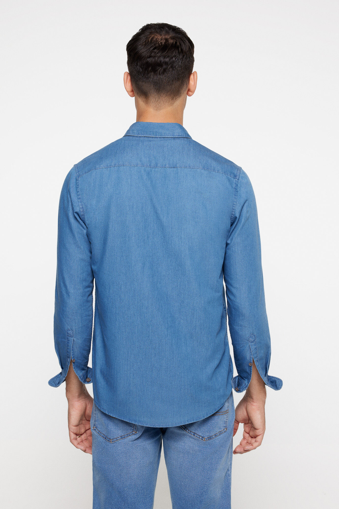 milano Camisa Denim Bolsillo Azul Claro