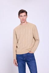 Milano Jersey básico de cuello redondo Beige/Camel