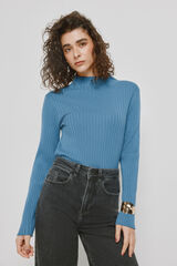 Milano Su&eacute;ter fino canal&eacute; cuello perkins Azul