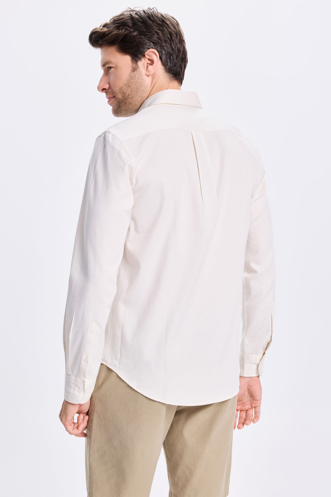 Milano Camisa de sarga liso Blanco