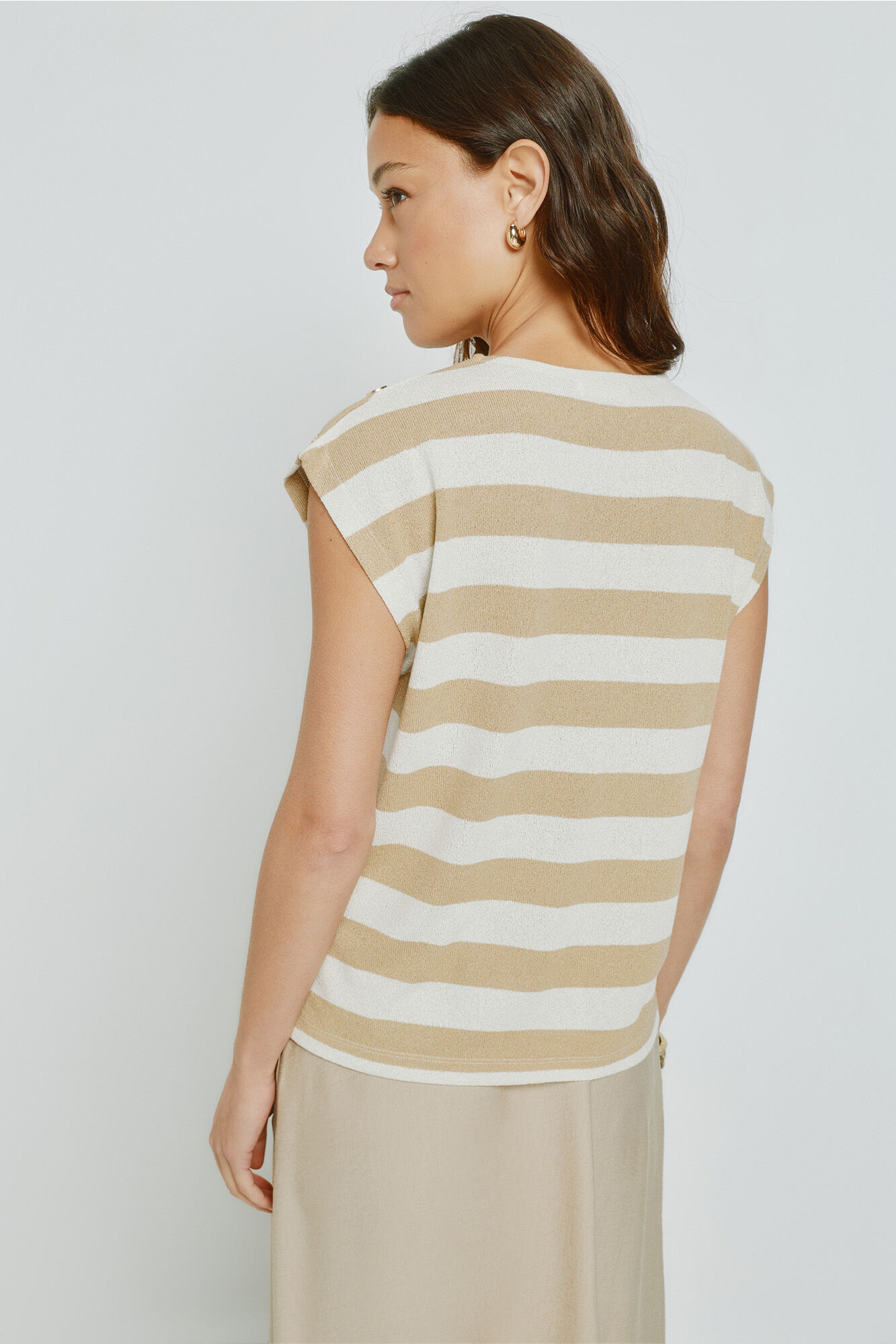 Milano Playera de rayas manga corta Beige