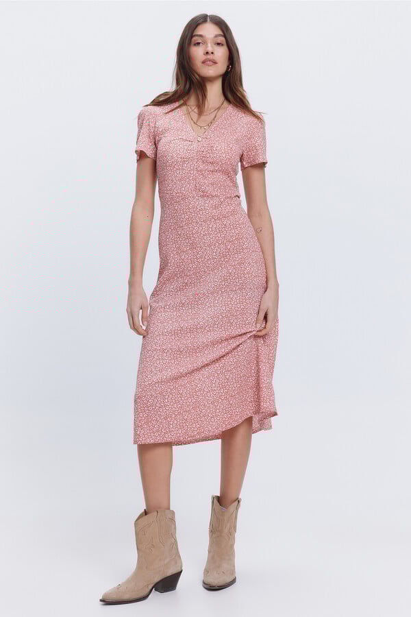 Milano Vestido midi tejido circular Rojo