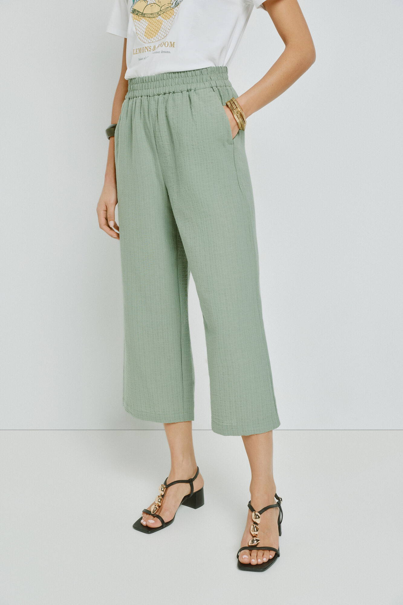 Milano Pantal&oacute;n liso con cintura el&aacute;stica