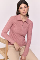 Milano Playera polo acanalada Vino