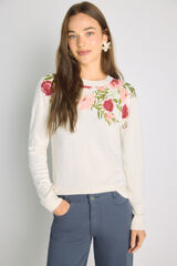 Milano Su&eacute;ter estampado cuello redondo Beige