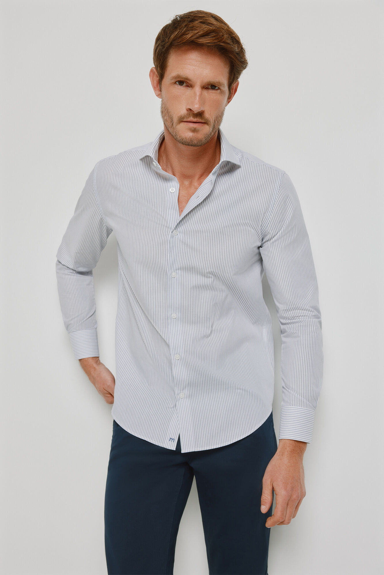 Milano Camisa de rayas manga larga Azul