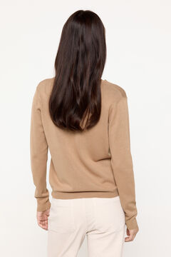 Fifty Outlet Cardigan de punto de viscosa con detalle ondas Beige/Camel