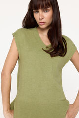 Fifty Outlet Chaleco de tejido cuello pico dobladillo abierto Verde