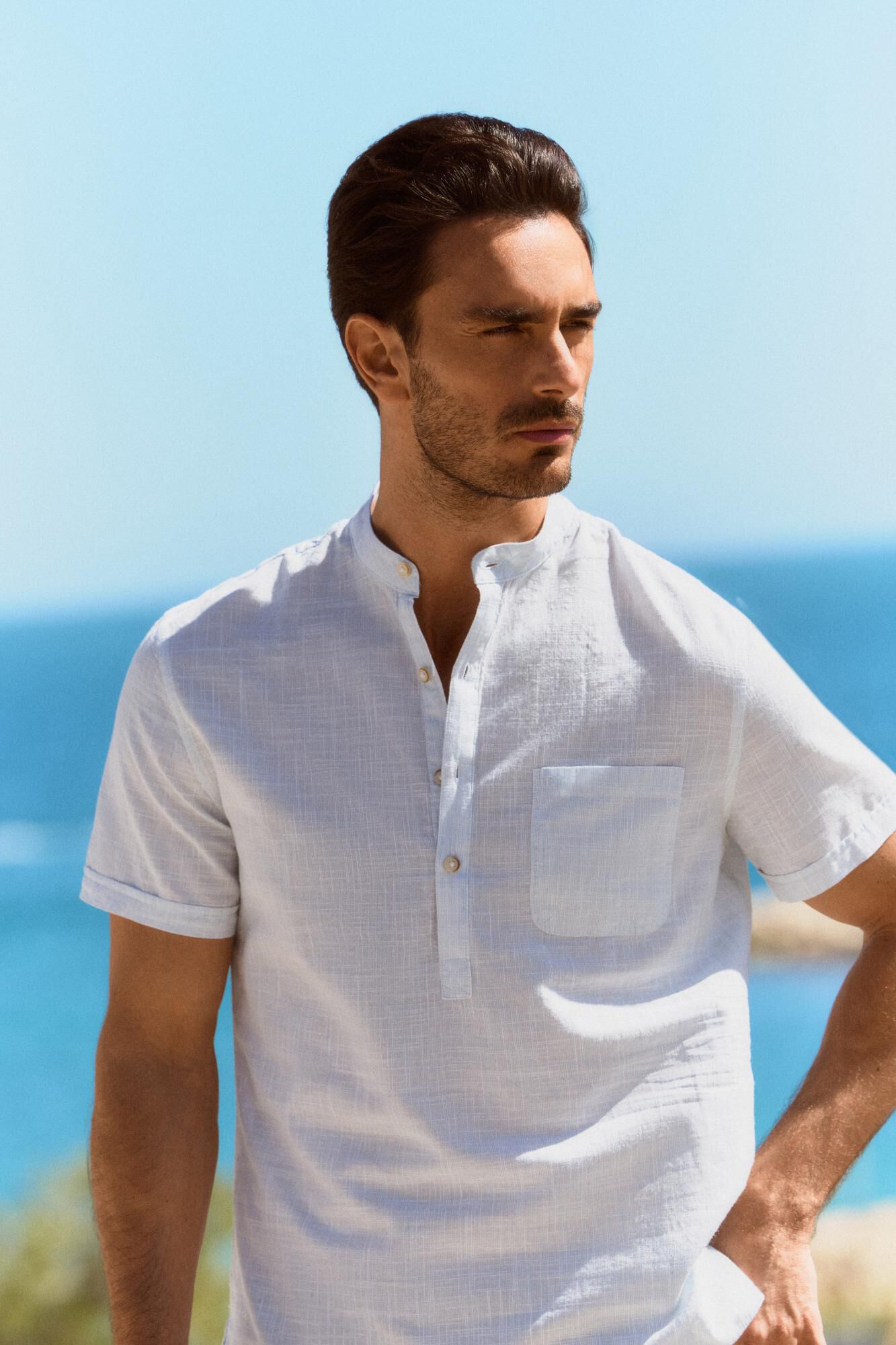 Milano Camisa cuello mao manga corta