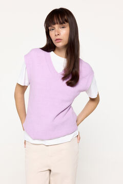 Fifty Outlet Chaleco de punto cuello pico bajo abierto Rosa