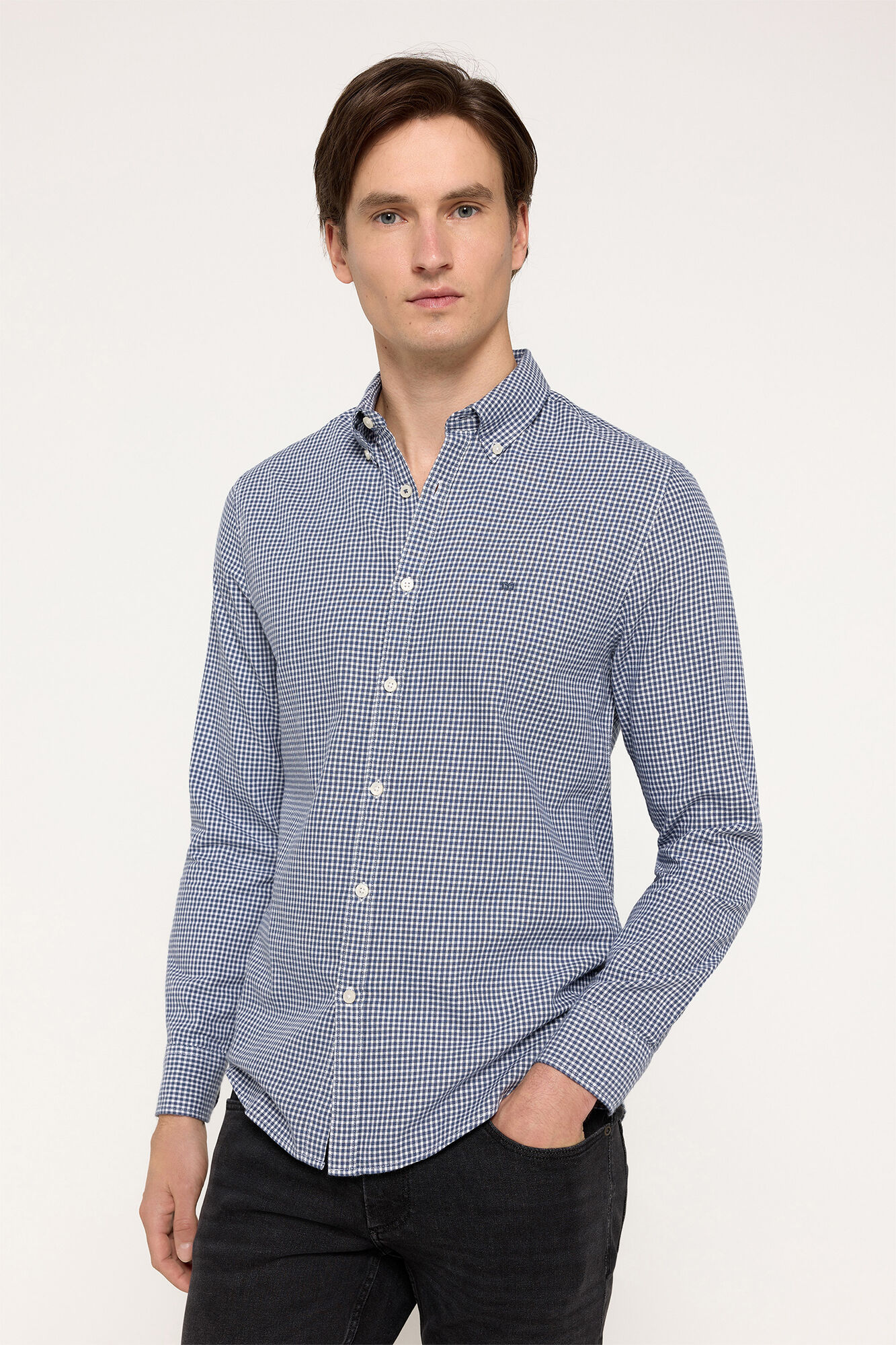 Milano Camisa Twill Cuadros Azul
