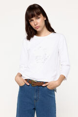 Fifty Outlet Playera manga francesa cuello redondo ajustado Marfil